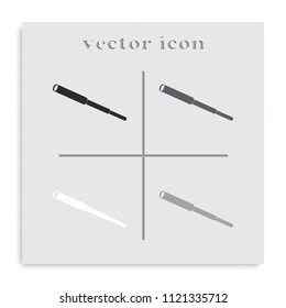 Spyglass flat black and white vector icon.