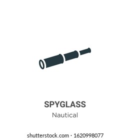 Spyglass glyph icon vector on white background. Flat vector spyglass icon symbol sign from modern nautical collection for mobile concept and web apps design.