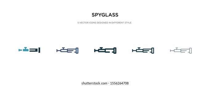 spyglass icon in different style vector illustration. two colored and black spyglass vector icons designed in filled, outline, line and stroke style can be used for web, mobile, ui