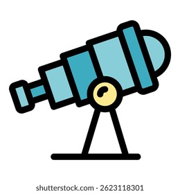 Spyglass icon. Outline spyglass vector icon color flat isolated