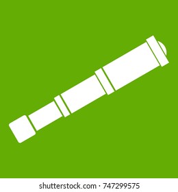 Spyglass icon white isolated on green background. Vector illustration