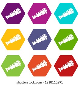 Spyglass icons 9 set coloful isolated on white for web