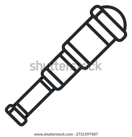 Spyglass line icon. Optical tool. Discovery vision