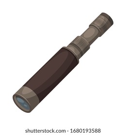Spyglass Optical Device, Spying, Searching Equipment Vector Illustration