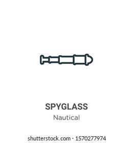 Spyglass outline vector icon. Thin line black spyglass icon, flat vector simple element illustration from editable nautical concept isolated on white background