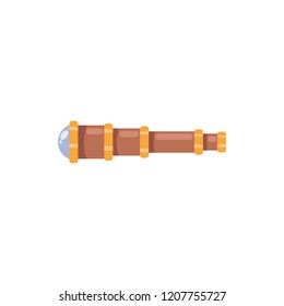 Spyglass pirate pipe in flat design on an isolated white background. Vector illustration