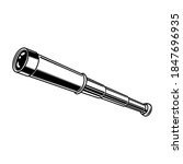 Spyglass vector illustration. Monochrome spy pipe, nautical ling glass. Sailing or maritime navigation concept for labels or emblems templates