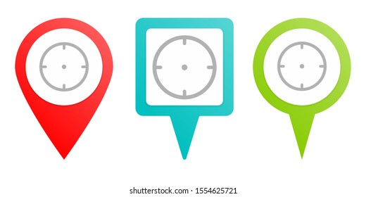 Spyhole pin icon. Multicolor pin vector icon