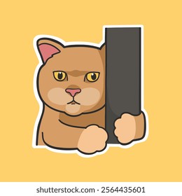 Spying a Human Cat Meme Sticker Vector Cute Illustration 