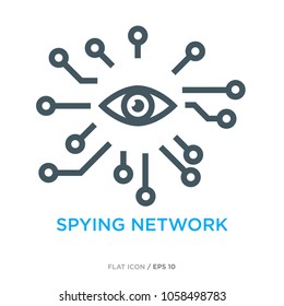 Spying network line flat icon