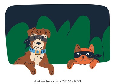 Espiando, observando y escabulléndose. Ilustración vectorial. Personajes mirando, figuras silenciosas dibujadas por curiosidad Mirando hacia afuera, medida de precaución o anticipación Persona de búsqueda, caminata de vigilancia oculta