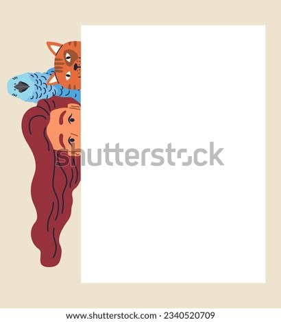 Spying, observing and sneaking. Vector illustration. Looking out, quiet act of vigilance against unexpected Peeking person, elusive figure peeking through veil of secrecy Spy, enigmatic figure wrapped