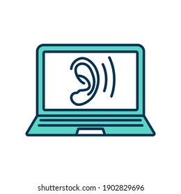 Spying for private data RGB color icon. Illegal online surveillance. Hacker interception. Network security to protect personal information. Hacking alert. Isolated vector illustration