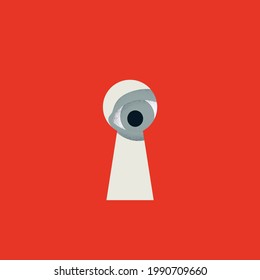 Spying And Watching Vector Concept. Symbol Of Stealing Secrets, Looking At Secrets, Data Breach. Minimal Eps10 Illustration.