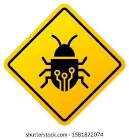 Spyware caution sign isolated on white background