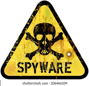 spyware or computer virus warning sign, vector illustration