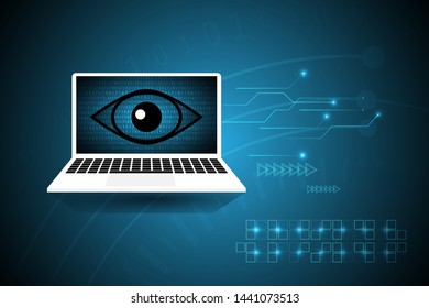 spyware and cyber attack on abstract background. digital technology future development. science innovation.