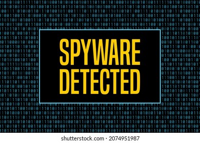Spyware detected system screen. Compromised computer security vector concept graphics.