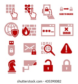 spyware, fire wall icon set