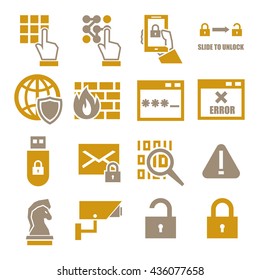 spyware, fire wall icon set