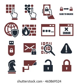 spyware, fire wall icon set