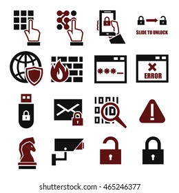 spyware, fire wall icon set