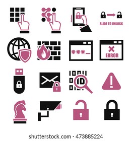 spyware, fire wall icon set