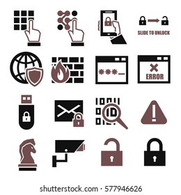 Spyware, Fire Wall Icon Set