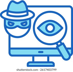 Spyware Icon Blue Vector Illustration
