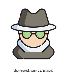 Spyware Icon Vector Illustration. Flat Outline Cartoon. Cyber Security Icon Concept Isolated Premium Vector