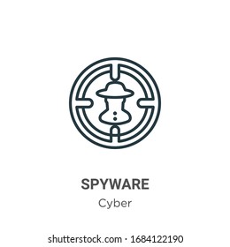 Spyware outline vector icon. Thin line black spyware icon, flat vector simple element illustration from editable cyber concept isolated stroke on white background