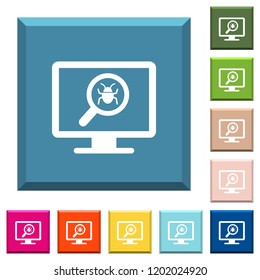 Spyware scanning white icons on edged square buttons in various trendy colors