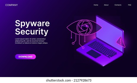 Spyware Security. Antivirus System. Website Page Banner Template. Vector illustration