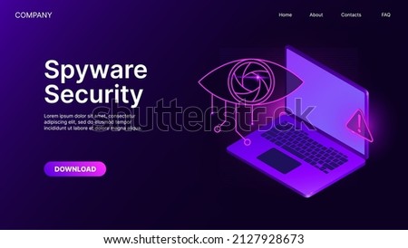 Spyware Security. Antivirus System. Website Page Banner Template. Vector illustration