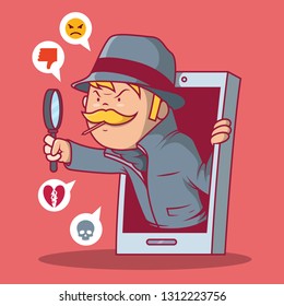 Spyware spying vector illustration. Technology, communication, crime, security, spyware design concept