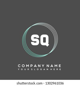 SQ Initial Handwriting logo template vector