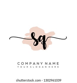 SQ Initial Handwriting logo template vector