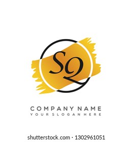 SQ Initial Handwriting logo template vector