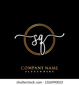 SQ Initial Handwriting logo template vector