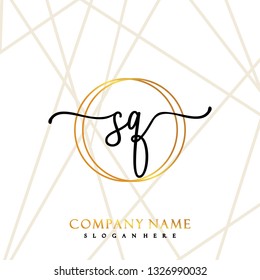 SQ Initial Handwriting logo template vector