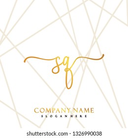 SQ Initial Handwriting logo template vector