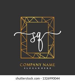 SQ Initial Handwriting logo template vector