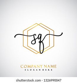 SQ Initial Handwriting logo template vector