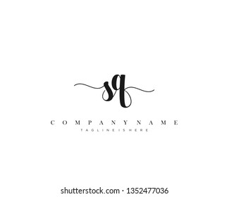 SQ initial handwriting logo template with luxury color vector.