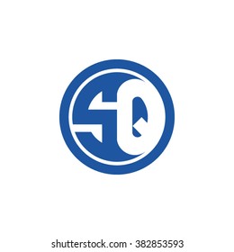 SQ initial letters circle business logo blue