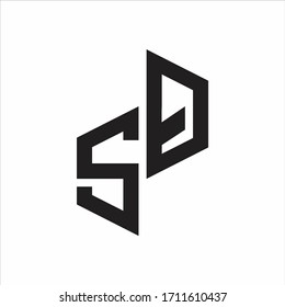 Monograma del logotipo de las letras iniciales SQ con un estilo hasta inferior