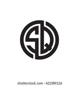 SQ initial letters looping linked circle monogram logo