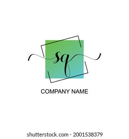 SQ Initial logo handwriting typographic template
