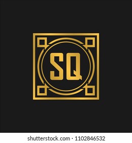SQ initial logo. Luxury ornament crown logo.