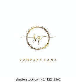 SQ Initial luxury handwriting logo vector
